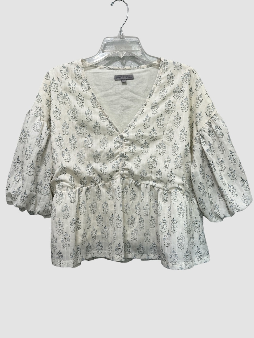 WISHLIST APPAREL v-neck, puff sleeves, ruffle waist blouse